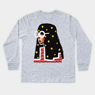 The Girl With Stars In Her Hair Kids Long Sleeve T-Shirt